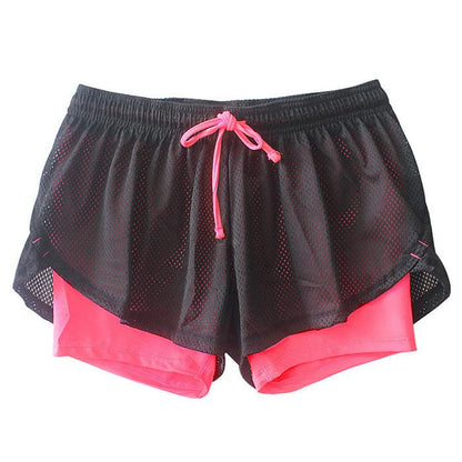 Women's Double Layer Exercise Shorts with Liner rose m by HitMyNeed