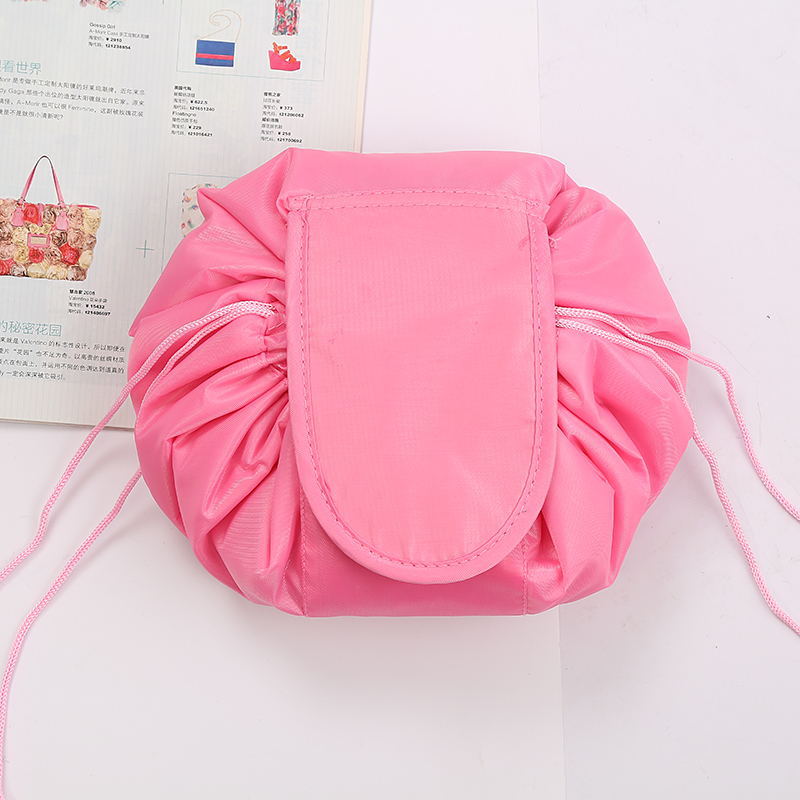 Women's Drawstring Travel Makeup Bag Organizer dark-pink by HitMyNeed