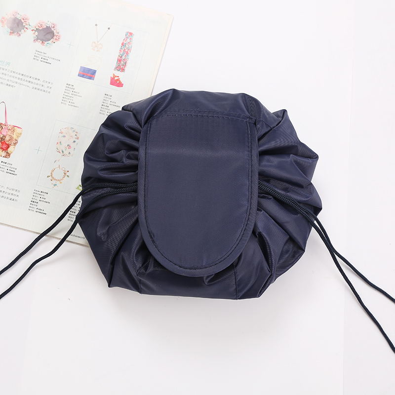 Women's Drawstring Travel Makeup Bag Organizer navy-blue by HitMyNeed
