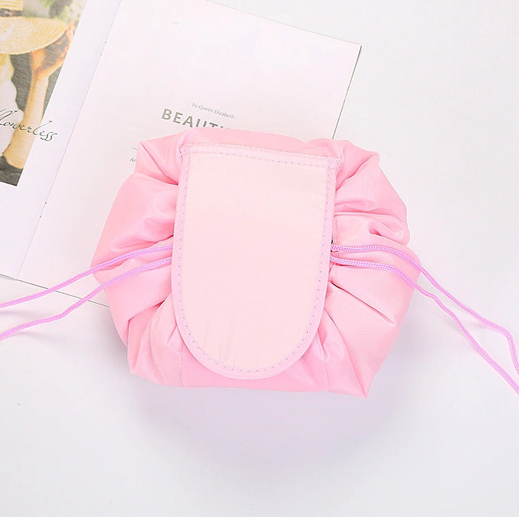 Women's Drawstring Travel Makeup Bag Organizer pink by HitMyNeed
