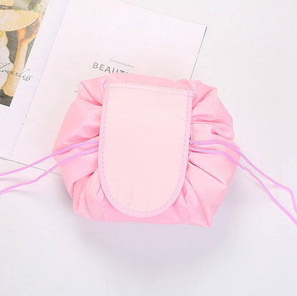 Women's Drawstring Travel Makeup Bag Organizer pink by HitMyNeed