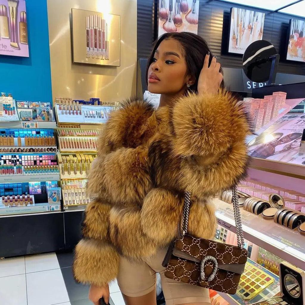 Women's Faux Fur Winter Coat, Brown, Plus Size by HitMyNeed
