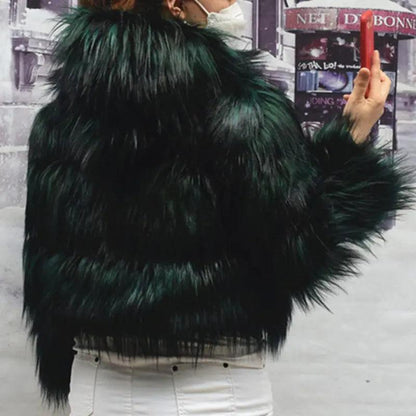 Women's Faux Fur Winter Coat, Brown, Plus Size green-hood 6xl by HitMyNeed