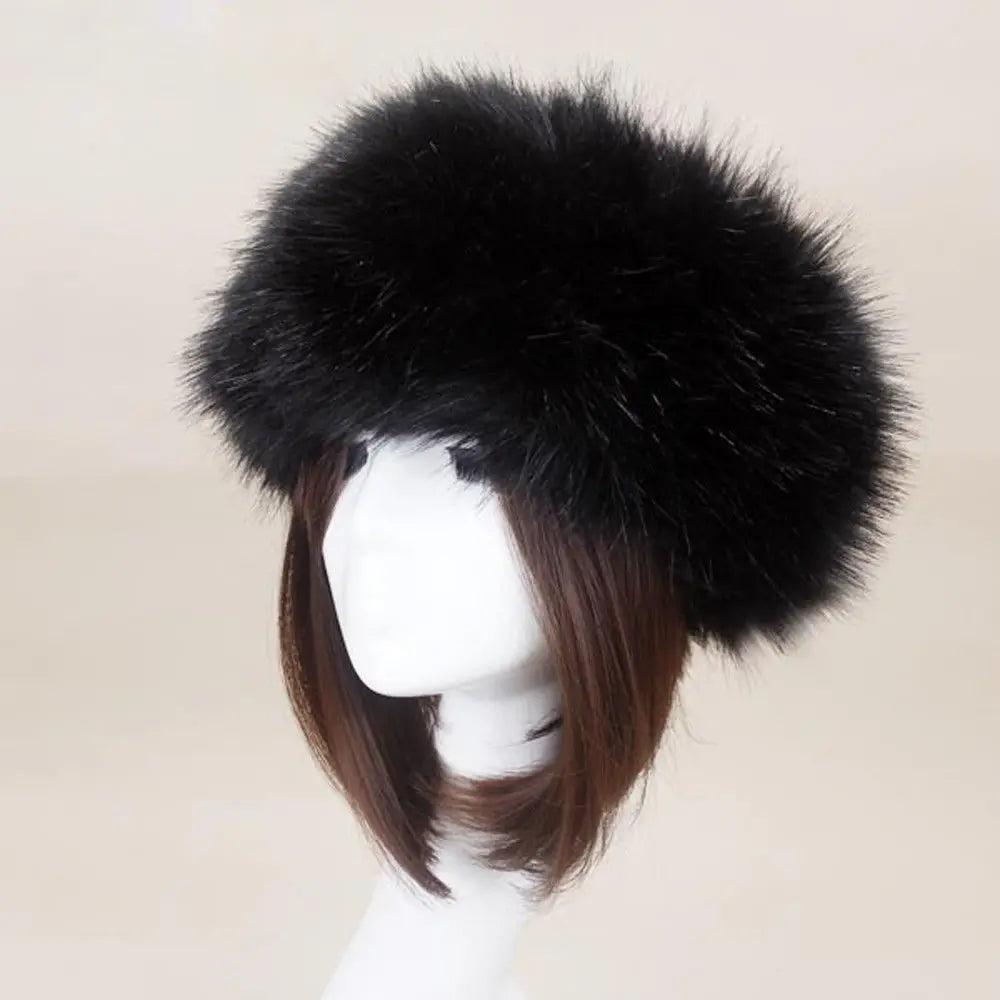 Women's Faux Fur Winter Earwarmer Headband black by HitMyNeed