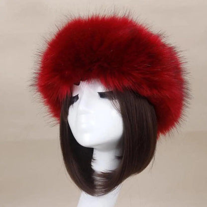 Women's Faux Fur Winter Earwarmer Headband burgundy by HitMyNeed