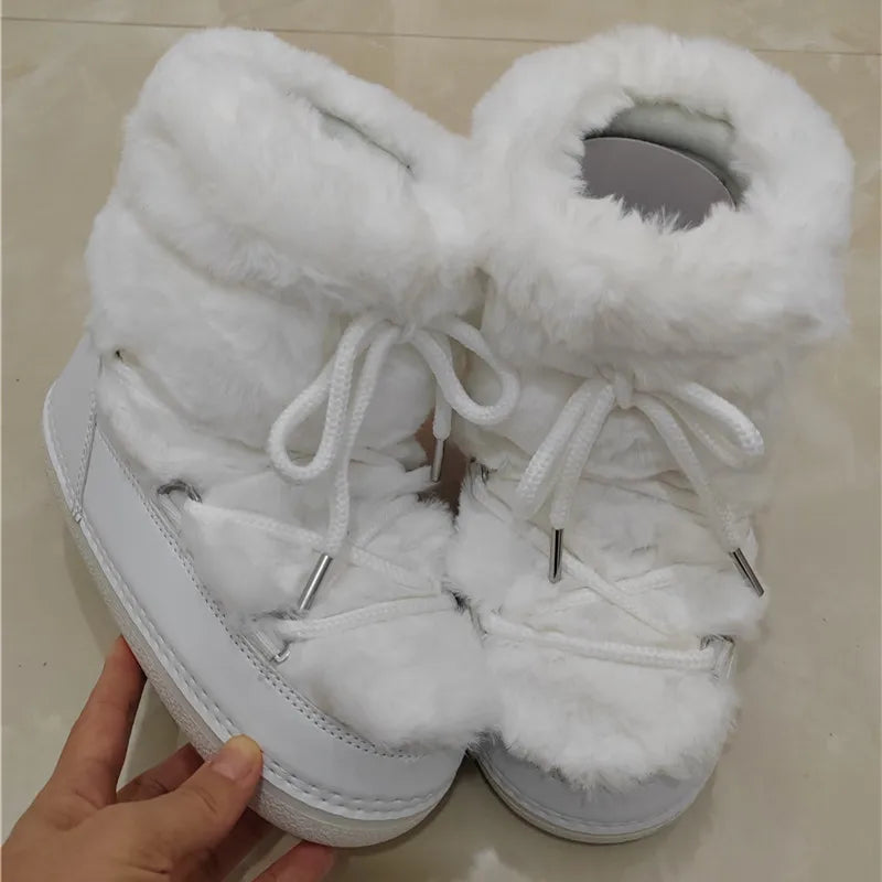 Women's Faux Fur Winter Snow Boots with Warm Lining by HitMyNeed