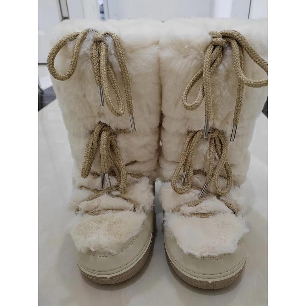 Women's Faux Fur Winter Snow Boots with Warm Lining beige-long-b3 37-3823-5-24cm by HitMyNeed