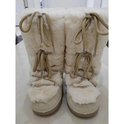 Women's Faux Fur Winter Snow Boots with Warm Lining beige-long-b3 37-3823-5-24cm by HitMyNeed