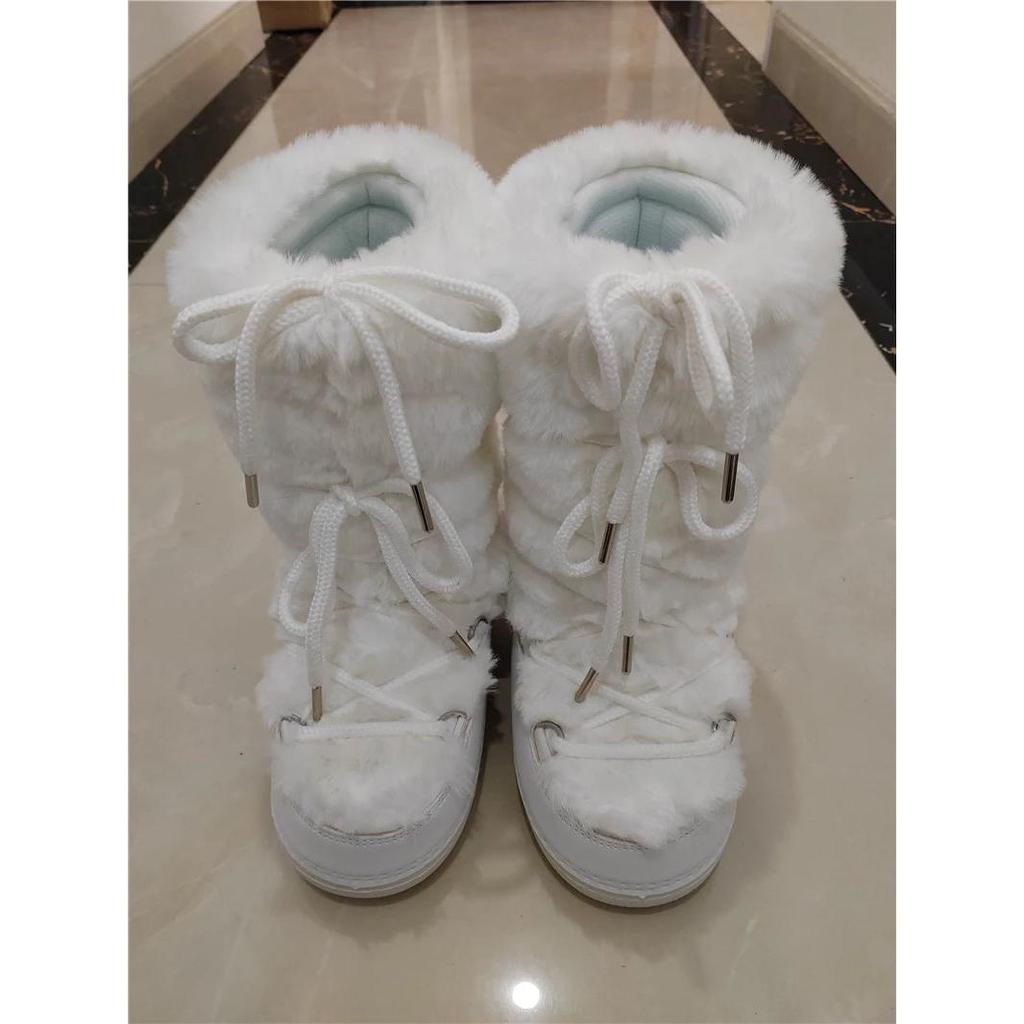 Women's Faux Fur Winter Snow Boots with Warm Lining white-long-b2 39-4024-5-25cm by HitMyNeed