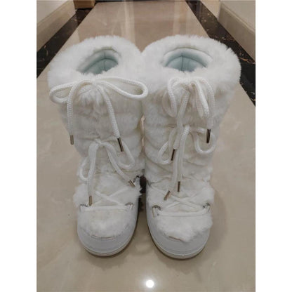 Women's Faux Fur Winter Snow Boots with Warm Lining white-long-b2 39-4024-5-25cm by HitMyNeed