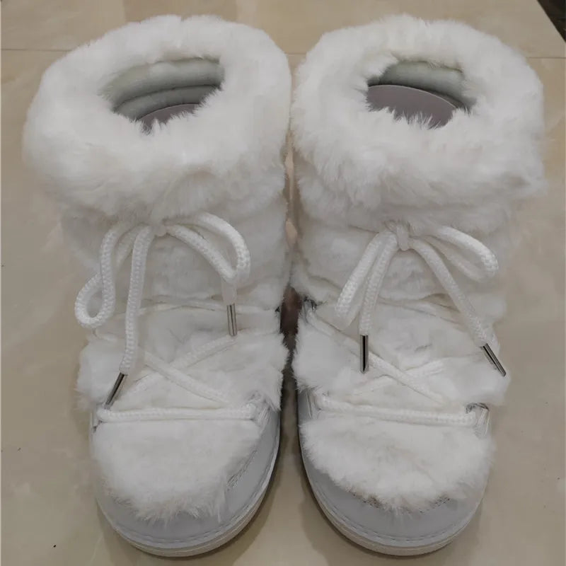 Women's Faux Fur Winter Snow Boots with Warm Lining white-short-c2 37-3823-5-24cm by HitMyNeed