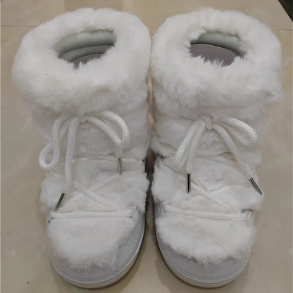 Women's Faux Fur Winter Snow Boots with Warm Lining white-short-c2 37-3823-5-24cm by HitMyNeed