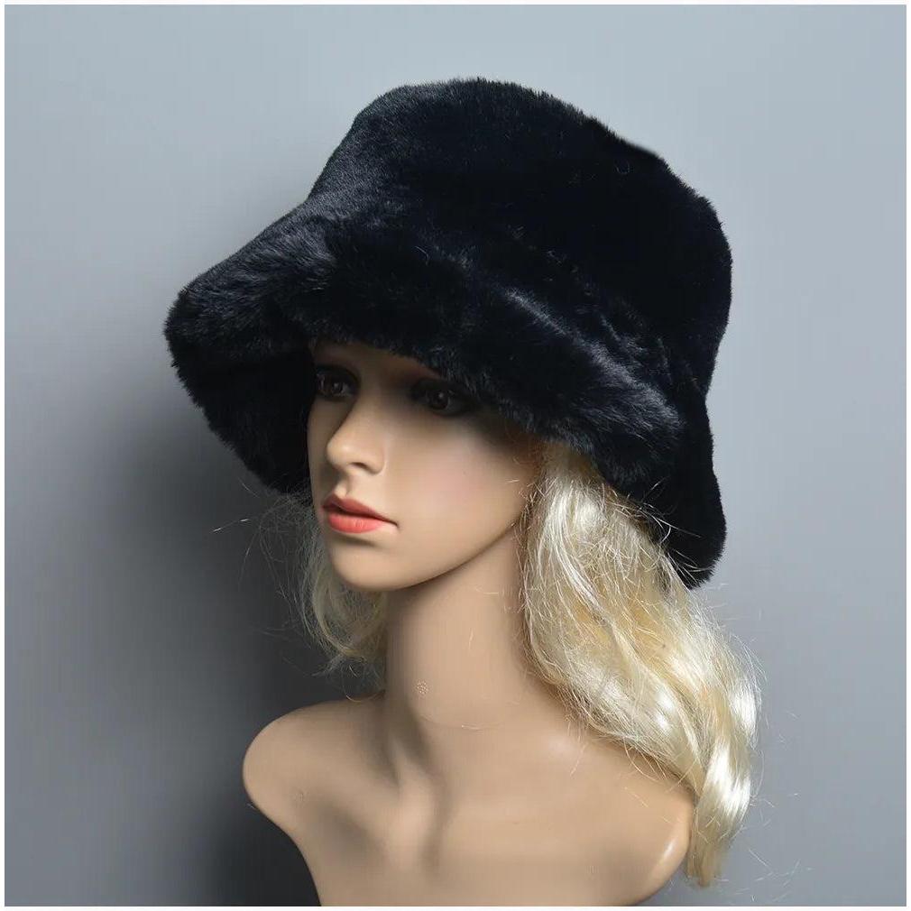 Women's Faux Rabbit Fur Winter Hat with Cotton Lining by HitMyNeed