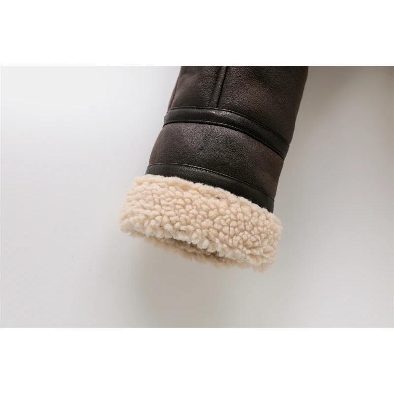 Women's Faux Shearling Belted Vintage Warm Jacket by HitMyNeed