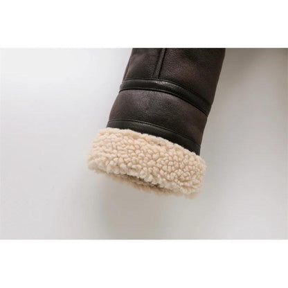 Women's Faux Shearling Belted Vintage Warm Jacket by HitMyNeed