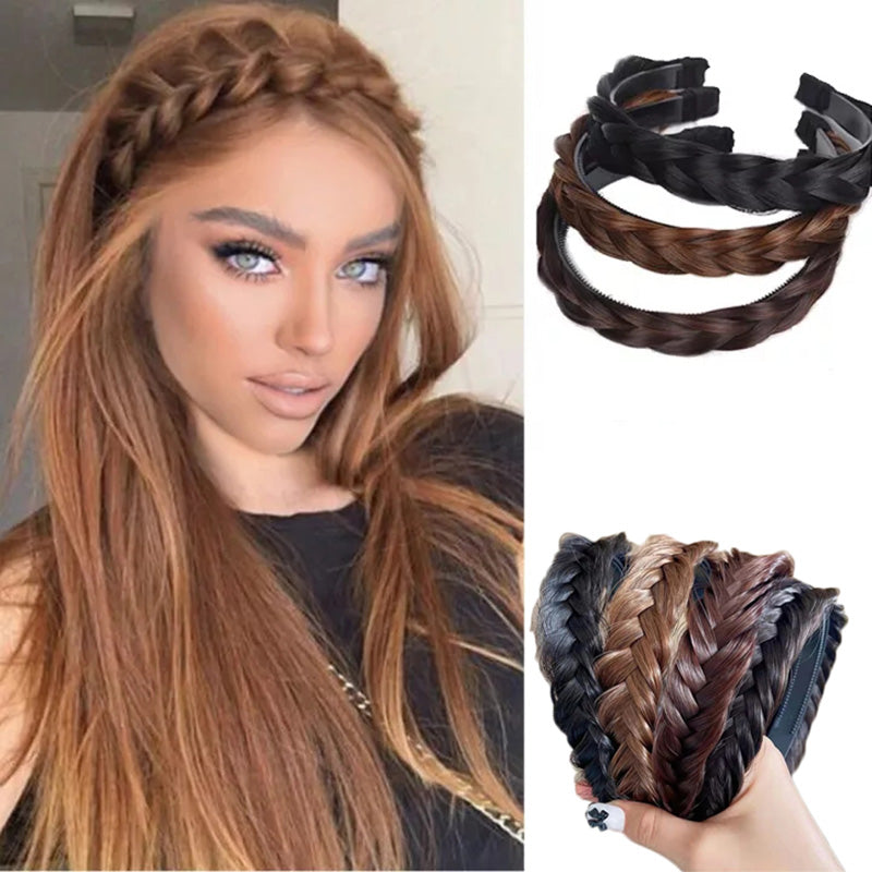 Women's Fishbone Braid Non‑Slip Headband Wig by HitMyNeed
