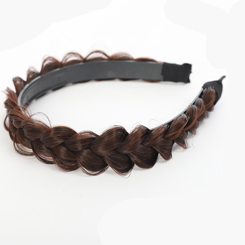 Women's Fishbone Braid Non‑Slip Headband Wig style-a-dark-brown by HitMyNeed