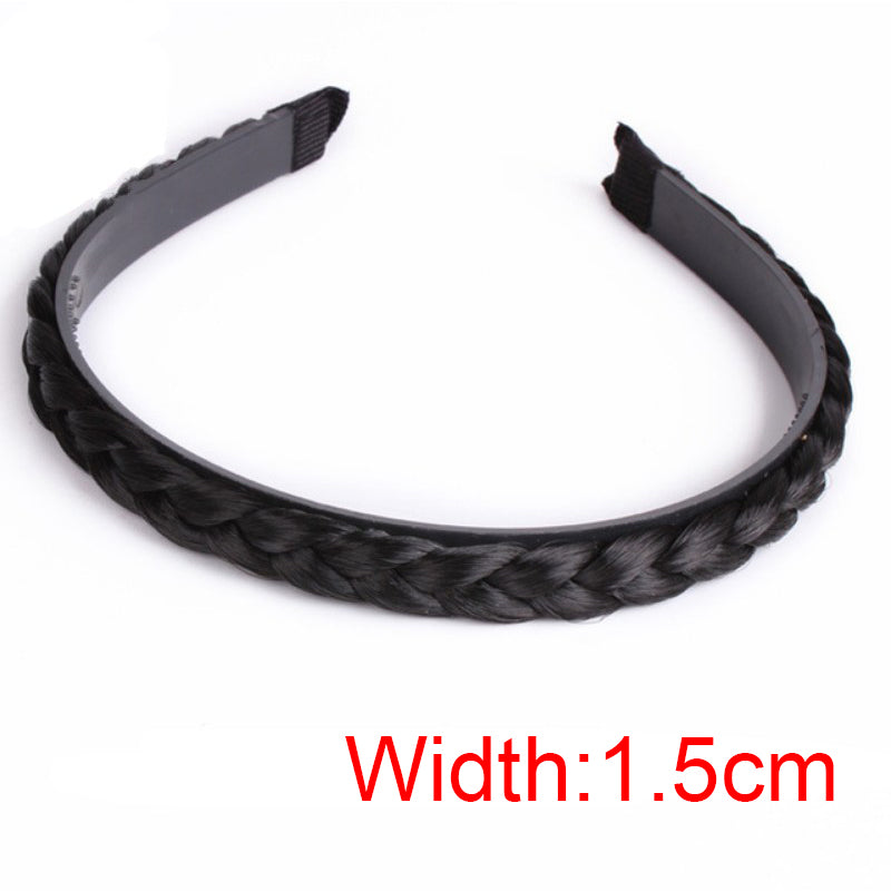Women's Fishbone Braid Non‑Slip Headband Wig styleb-black-1-5cm by HitMyNeed