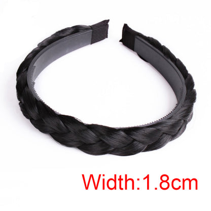 Women's Fishbone Braid Non‑Slip Headband Wig styleb-black-1-8cm by HitMyNeed