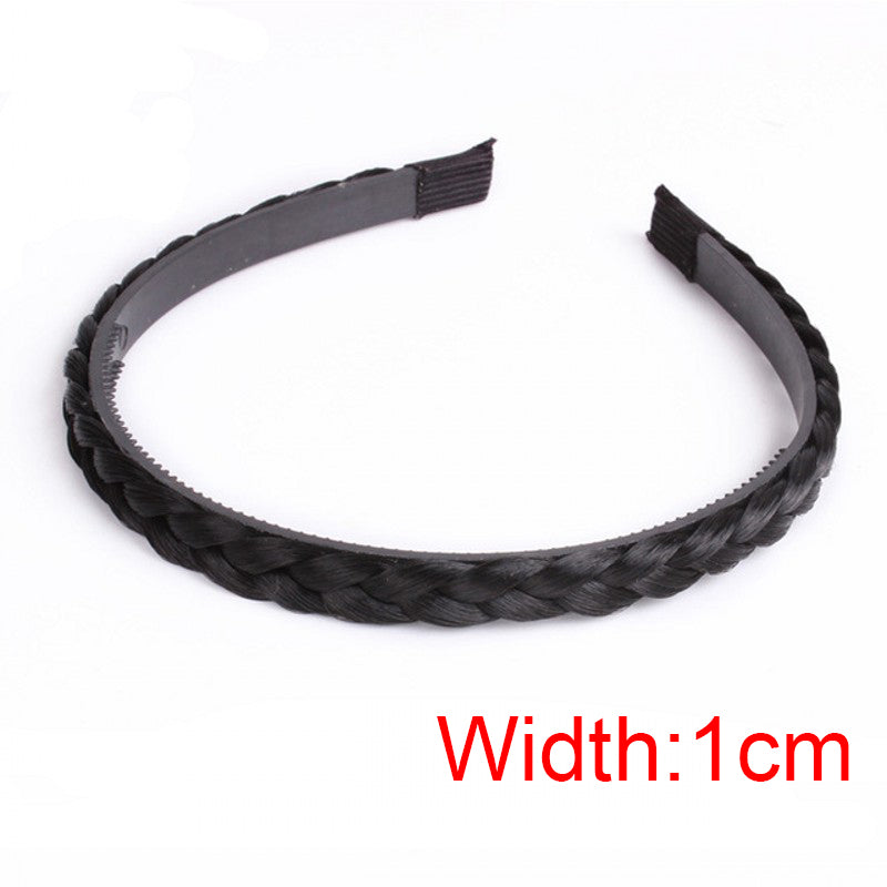 Women's Fishbone Braid Non‑Slip Headband Wig styleb-black-1cm by HitMyNeed