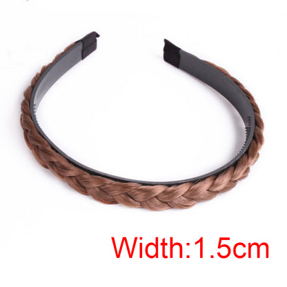 Women's Fishbone Braid Non‑Slip Headband Wig styleb-brown-1-5cm by HitMyNeed