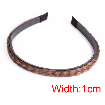 Women's Fishbone Braid Non‑Slip Headband Wig styleb-brown-1cm by HitMyNeed