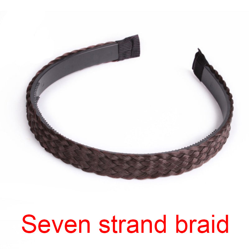 Women's Fishbone Braid Non‑Slip Headband Wig styleb-dark-brown by HitMyNeed