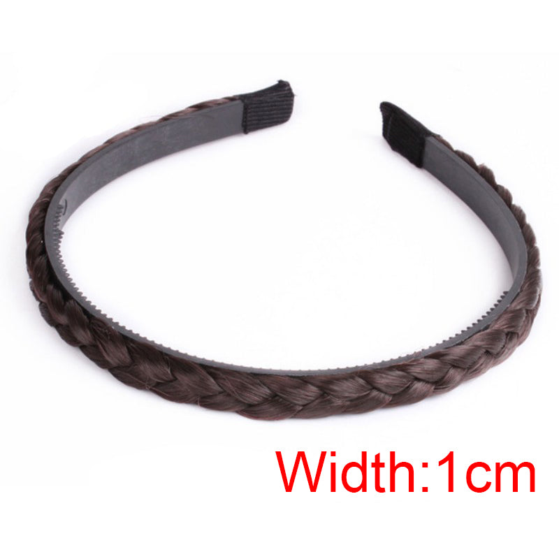 Women's Fishbone Braid Non‑Slip Headband Wig styleb-dark-brown1cm by HitMyNeed