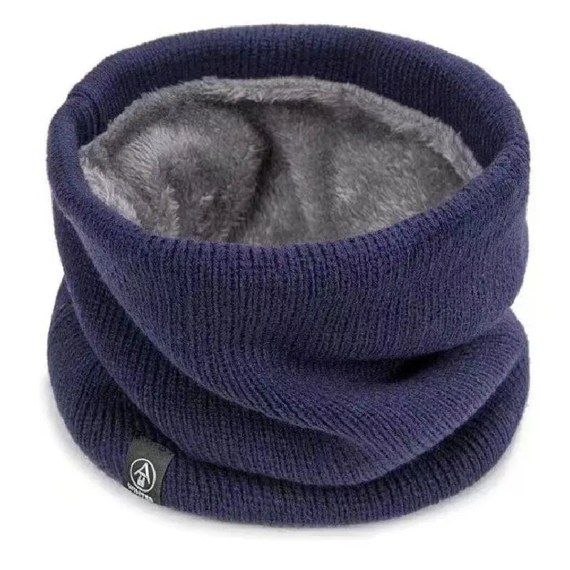 Women's Fleece Lined Knitted Neck Warmer & Headband navy-blue by HitMyNeed