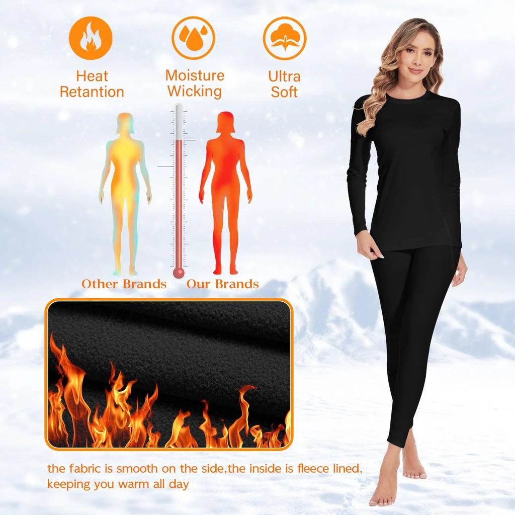 Women's Fleece Lined Thermal Underwear Set by HitMyNeed