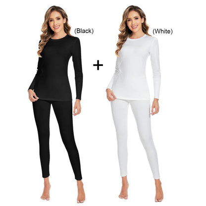 Women's Fleece Lined Thermal Underwear Set black-and-white xs by HitMyNeed