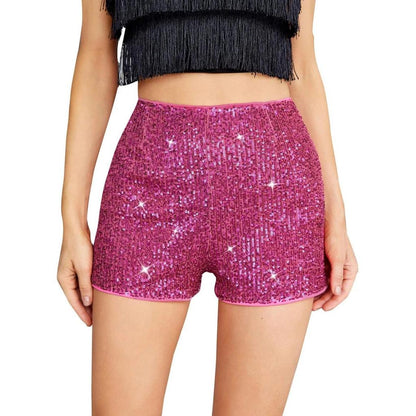 Women's Glitter Sequin Shorts for Parties & Nights Out rose-red s by HitMyNeed