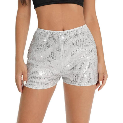 Women's Glitter Sequin Shorts for Parties & Nights Out white xl by HitMyNeed