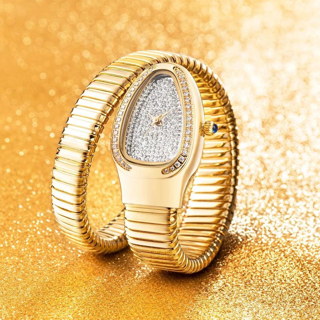 Women's Gold Snake Watch with Crystal Dial 2686a-gg by HitMyNeed