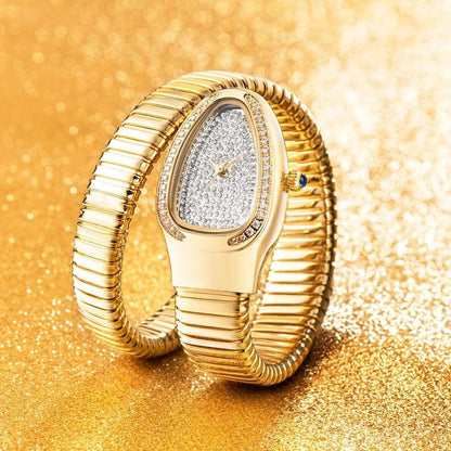 Women's Gold Snake Watch with Crystal Dial 2686a-gg by HitMyNeed