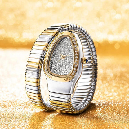 Women's Gold Snake Watch with Crystal Dial 2686a-gs by HitMyNeed
