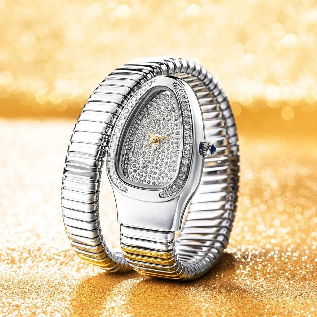 Women's Gold Snake Watch with Crystal Dial 2686a-ss by HitMyNeed