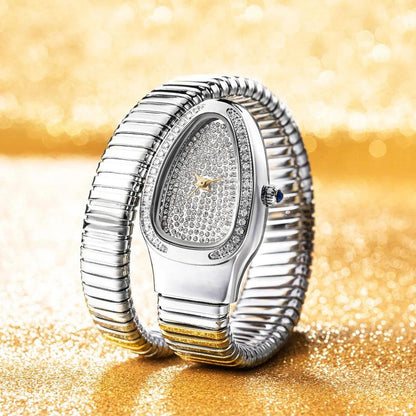 Women's Gold Snake Watch with Crystal Dial 2686a-ss by HitMyNeed