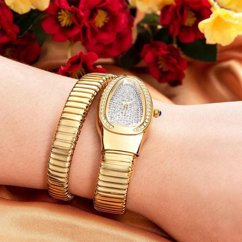 Women's Gold Snake Watch with Crystal Dial by HitMyNeed