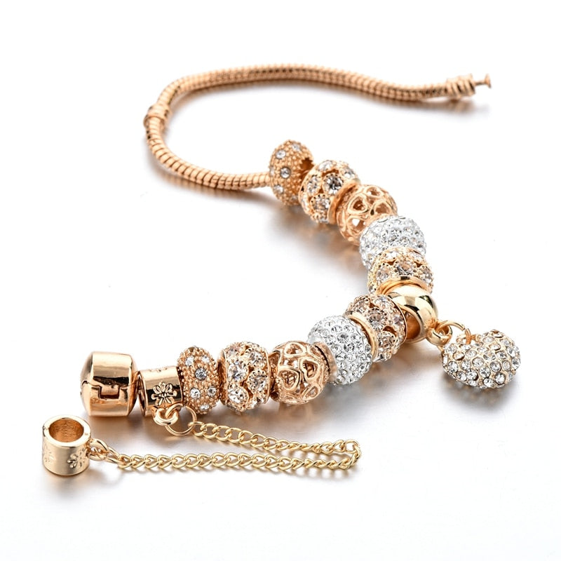 Women's Gold-Tone Heart Charm Bracelet 20cm by HitMyNeed