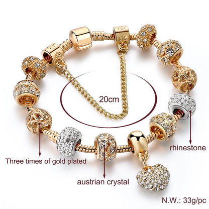 Women's Gold-Tone Heart Charm Bracelet 20cm by HitMyNeed