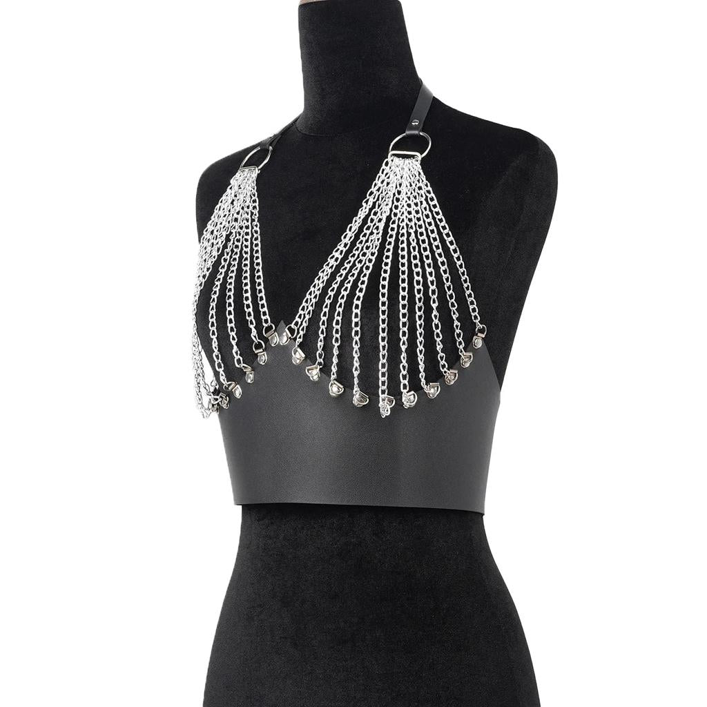 Women's Gothic Chain Corset Belt with Tassels by HitMyNeed