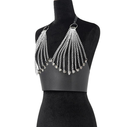 Women's Gothic Chain Corset Belt with Tassels by HitMyNeed