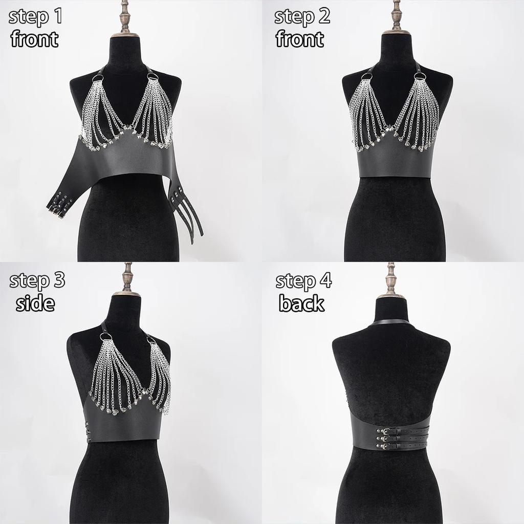 Women's Gothic Chain Corset Belt with Tassels by HitMyNeed
