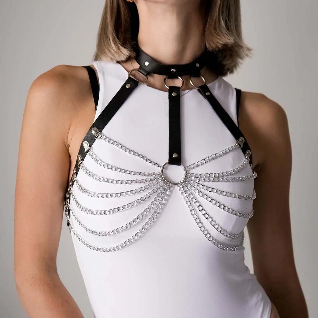 Women's Gothic Chain Corset Belt with Tassels waist-belt-193 by HitMyNeed
