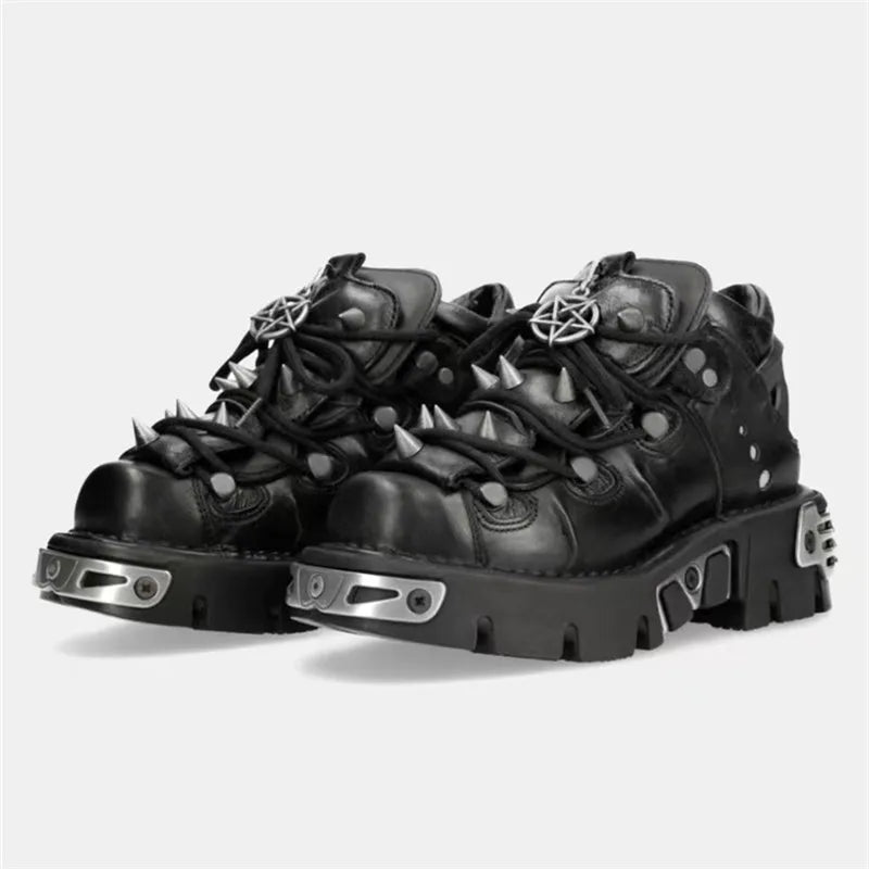 Women's Gothic Punk High Heel Motorcycle Boots 1.0 40.0 by HitMyNeed