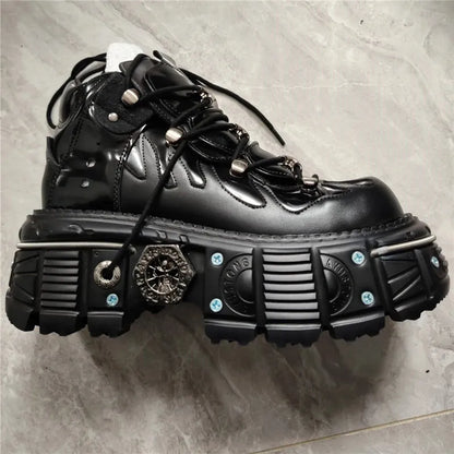 Women's Gothic Punk High Heel Motorcycle Boots 4.0 39.0 by HitMyNeed