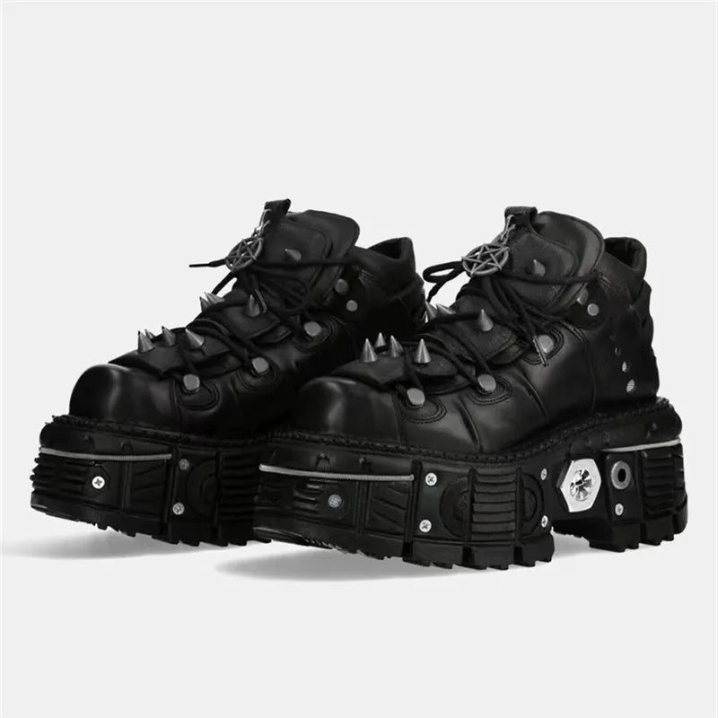 Women's Gothic Punk High Heel Motorcycle Boots 5.0 44.0 by HitMyNeed