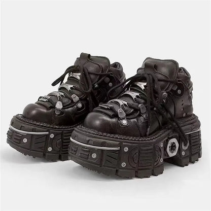 Women's Gothic Punk High Heel Motorcycle Boots 6.0 44.0 by HitMyNeed