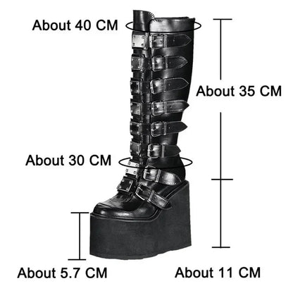 Women's Gothic Thigh High Platform Wedge Boots by HitMyNeed